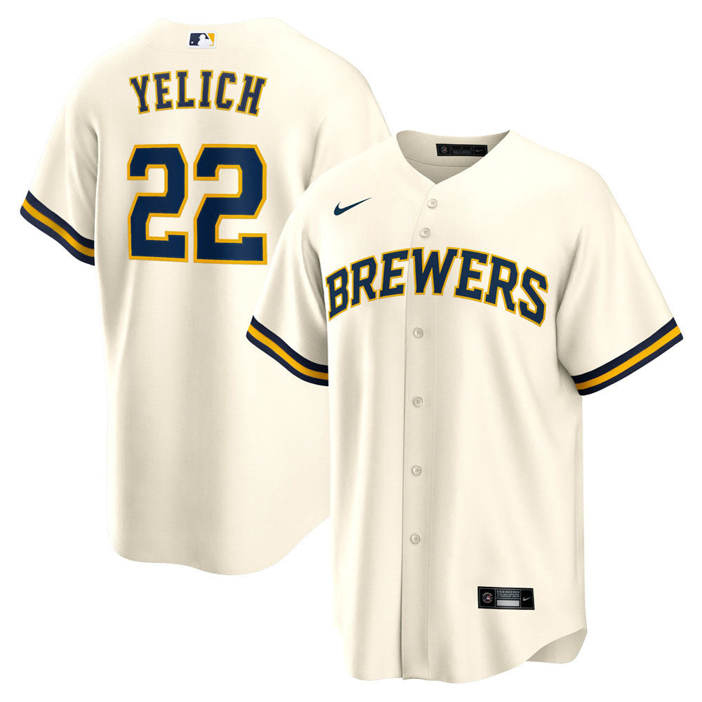 Men's Milwaukee Brewers Christian Yelich Alternate Player Jersey - Cream